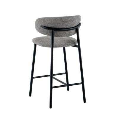 Baro kėdė PRIMO BAR, pilka, lininė, juodos kojos 5 Baro kėdė PRIMO BAR, pilka, lininė, juodos kojos 5