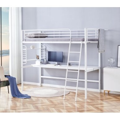 Dviaukštė lova z biurkiem 90x200 (balti) Dviaukštė lova z biurkiem 90x200 (balti)