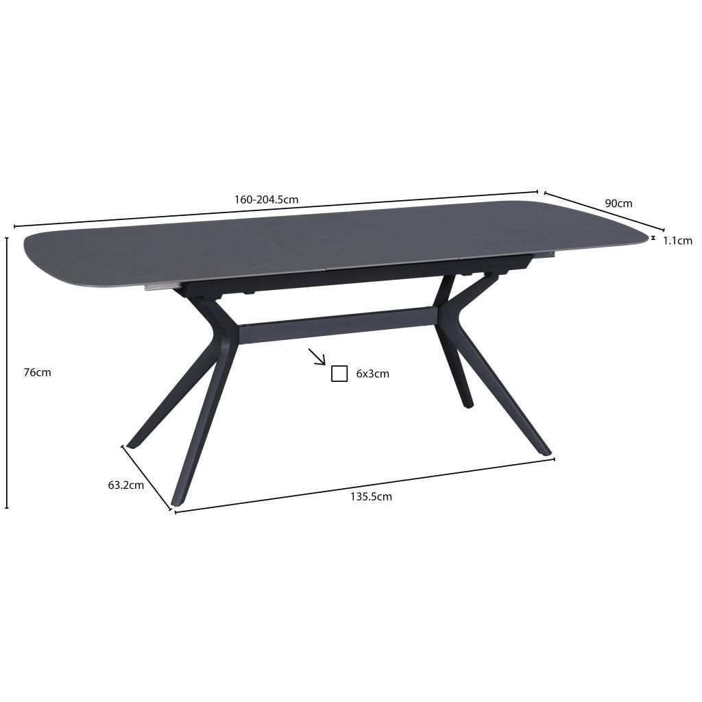 Išskleidžiamas valgomojo stalas DELF 160-204x90 cm, pilka 3