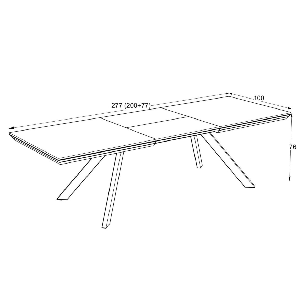 Išskleidžiamas valgomojo stalas CORIN 200-255x100 cm, matinė Sonata 5