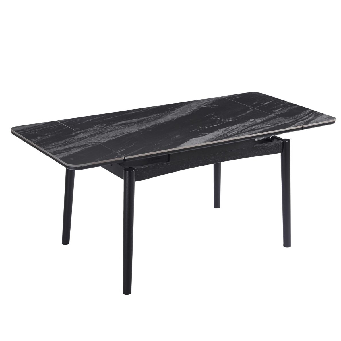 Išskleidžiamas valgomojo stalas DOVE 120-180x80 cm, matinė juoda 1 Išskleidžiamas valgomojo stalas DOVE 120-180x80 cm, matinė juoda 1
