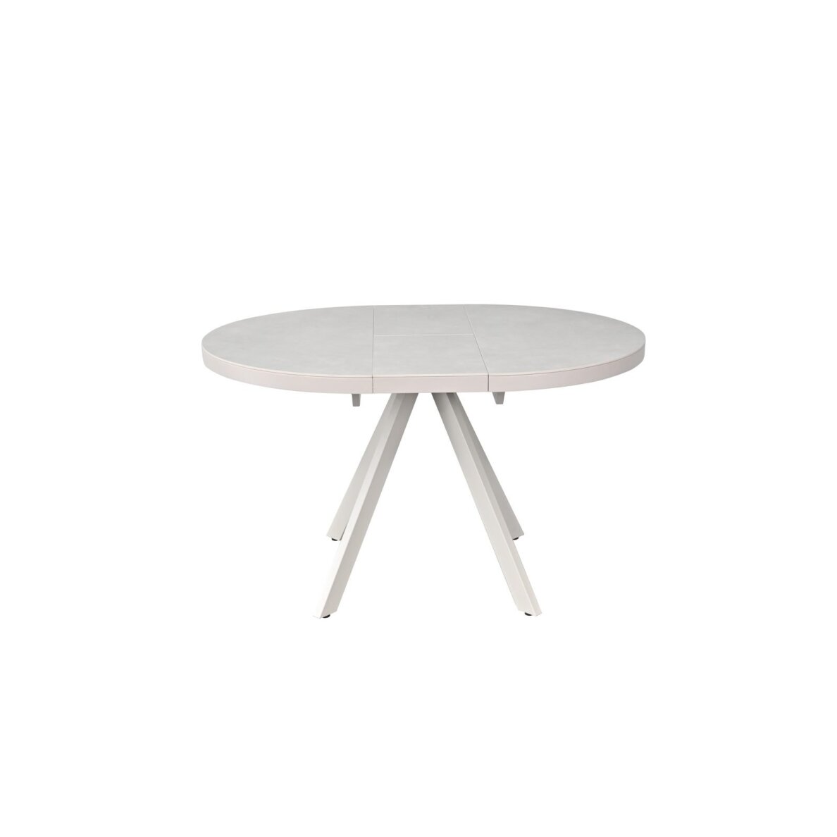 Išskleidžiamas valgomojo stalas LIBRA 100-130x100 cm, kreminis travertinas, pilkos kojos 1