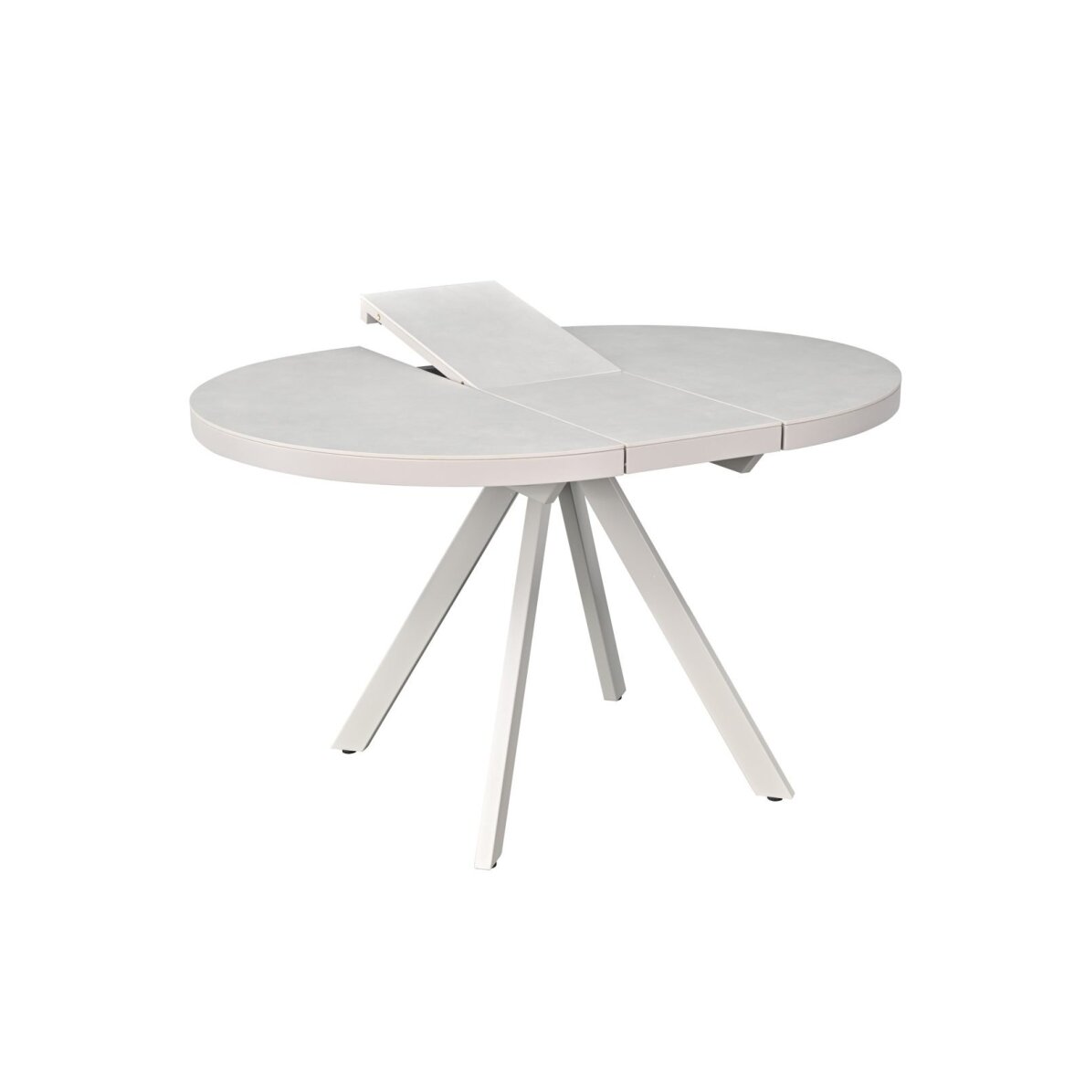 Išskleidžiamas valgomojo stalas LIBRA 100-130x100 cm, kreminis travertinas, pilkos kojos 3