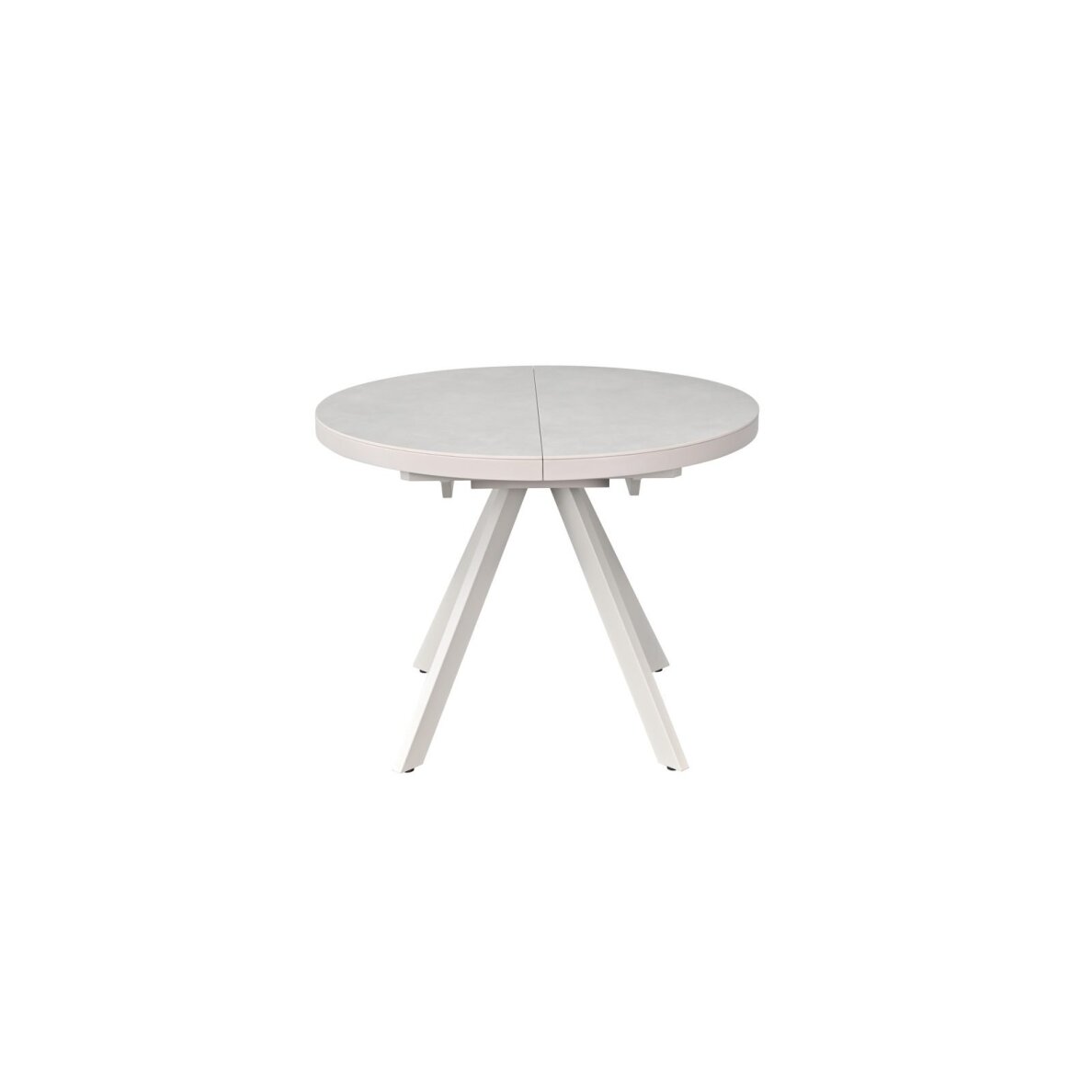 Išskleidžiamas valgomojo stalas LIBRA 100-130x100 cm, kreminis travertinas, pilkos kojos