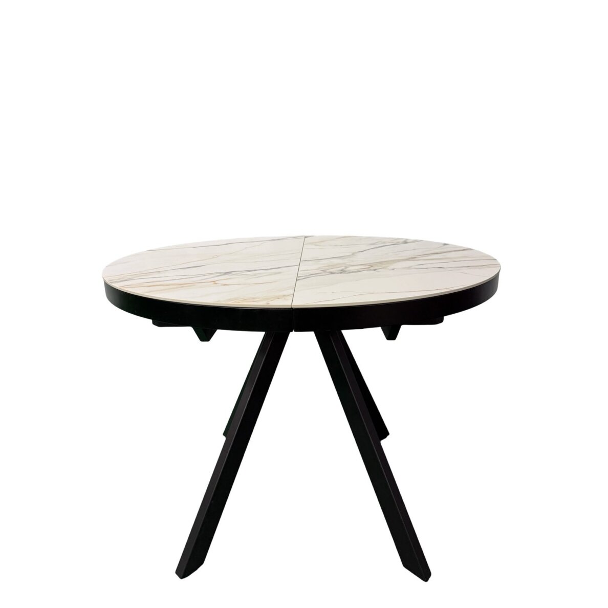 Išskleidžiamas valgomojo stalas LIBRA 100-130x100 cm, matinė balta su auksu 1