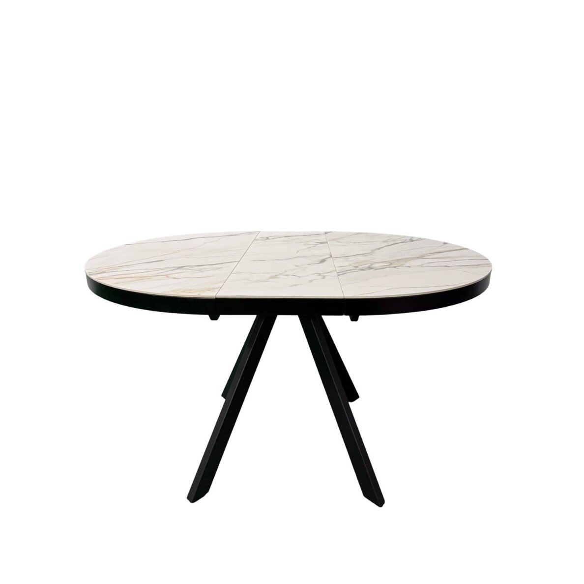 Išskleidžiamas valgomojo stalas LIBRA 100-130x100 cm, matinė balta su auksu 2