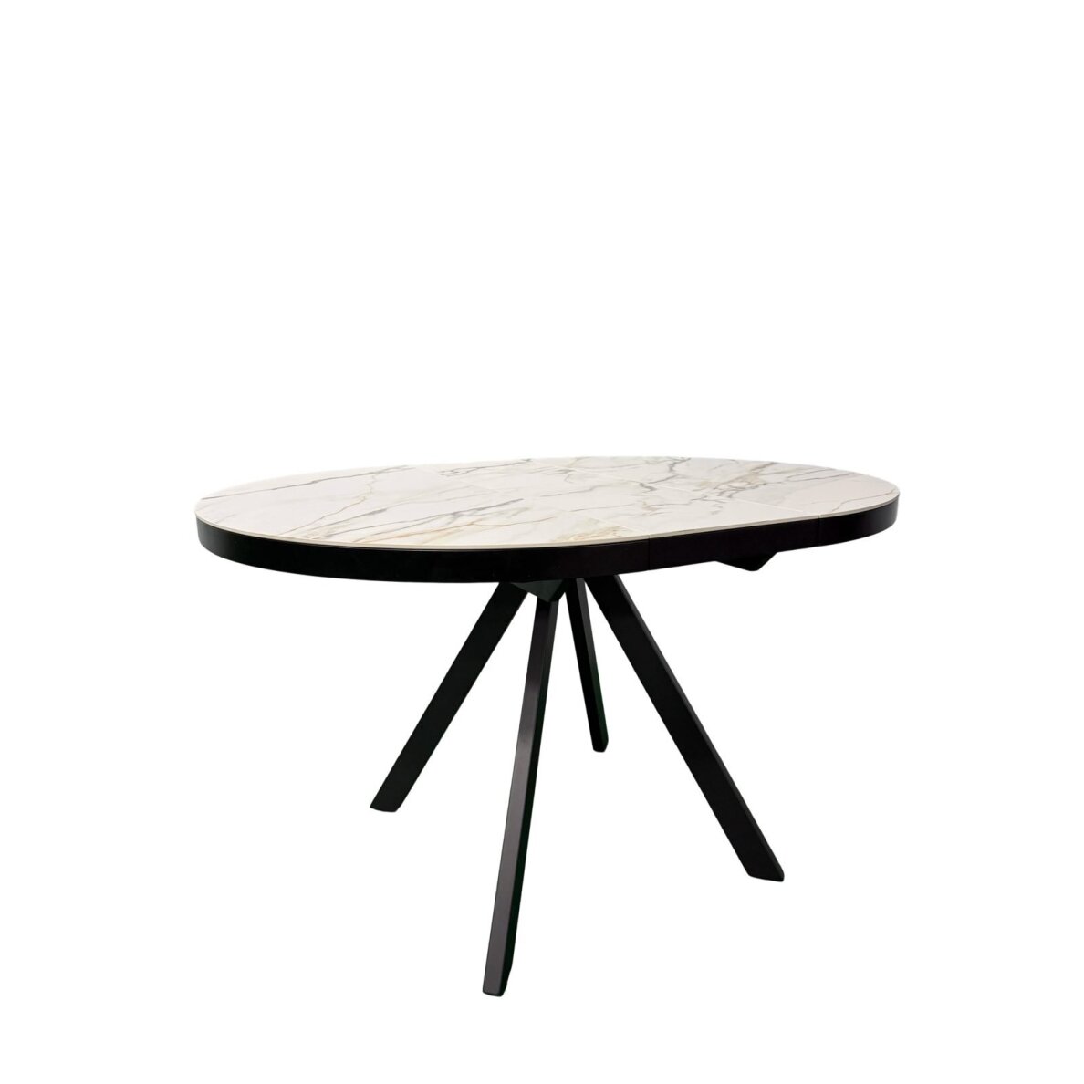 Išskleidžiamas valgomojo stalas LIBRA 100-130x100 cm, matinė balta su auksu 3 Išskleidžiamas valgomojo stalas LIBRA 100-130x100 cm, matinė balta su auksu 3
