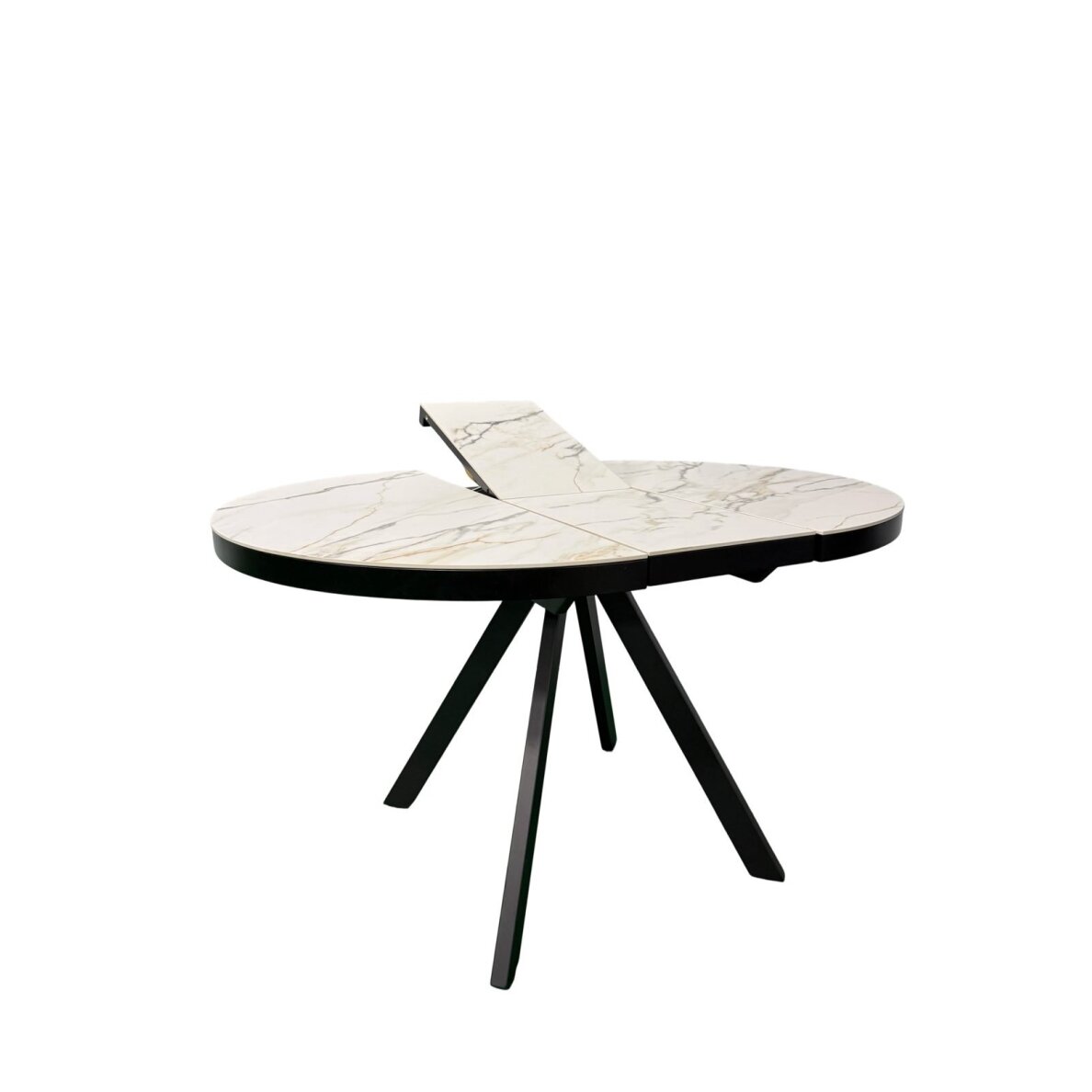 Išskleidžiamas valgomojo stalas LIBRA 100-130x100 cm, matinė balta su auksu 4 Išskleidžiamas valgomojo stalas LIBRA 100-130x100 cm, matinė balta su auksu 4