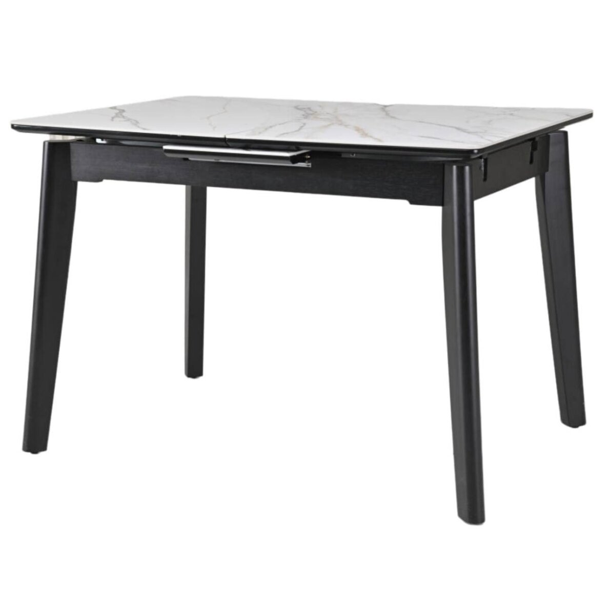 Išskleidžiamas valgomojo stalas OSTEN 120-160x80 cm, matinė balta su auksu 1