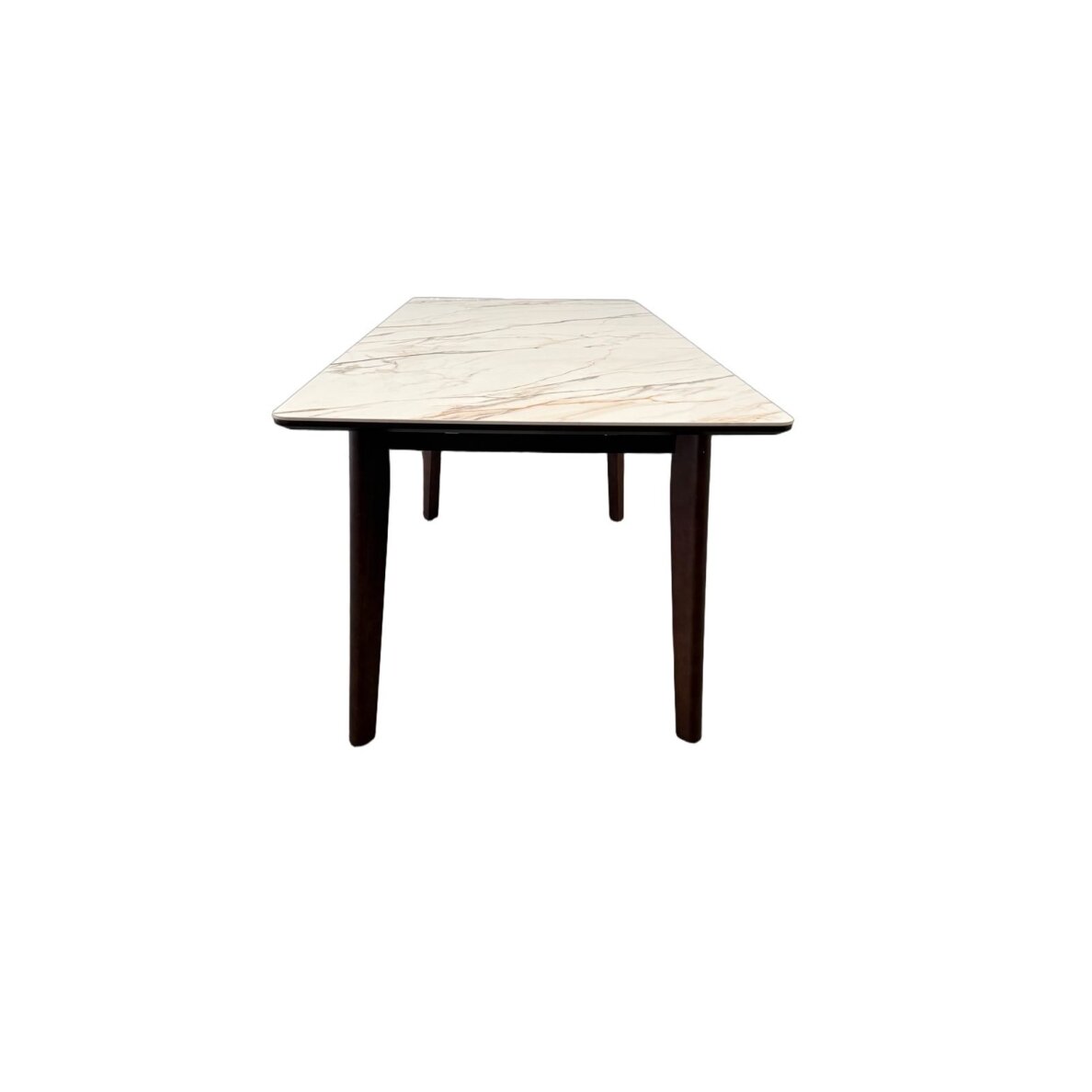 Išskleidžiamas valgomojo stalas OSTEN 140-180x80 cm, balta su auksu, riešutmedžio kojos 4 Išskleidžiamas valgomojo stalas OSTEN 140-180x80 cm, balta su auksu, riešutmedžio kojos 4