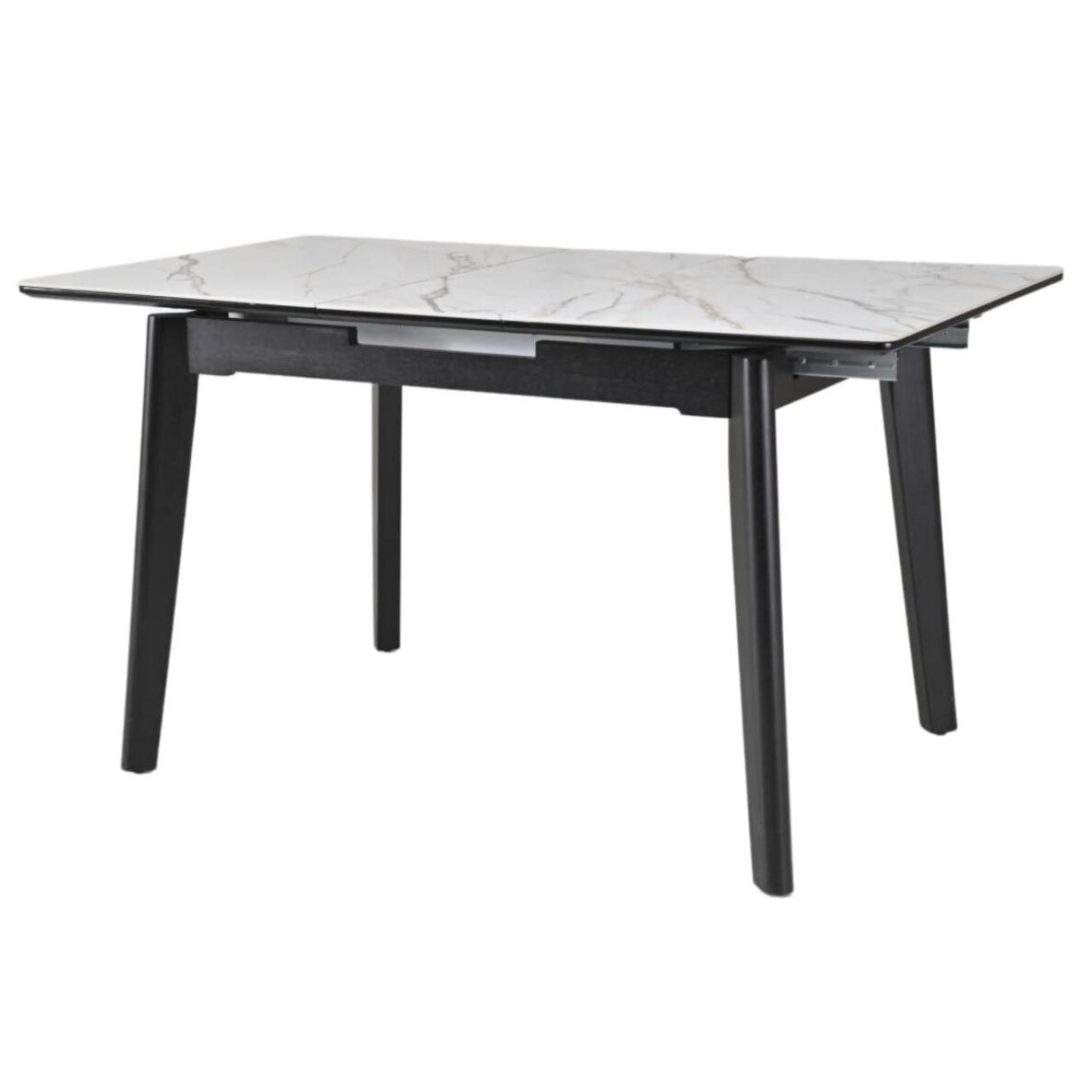 Išskleidžiamas valgomojo stalas OSTEN 140-180x80 cm, matinė balta su auksu