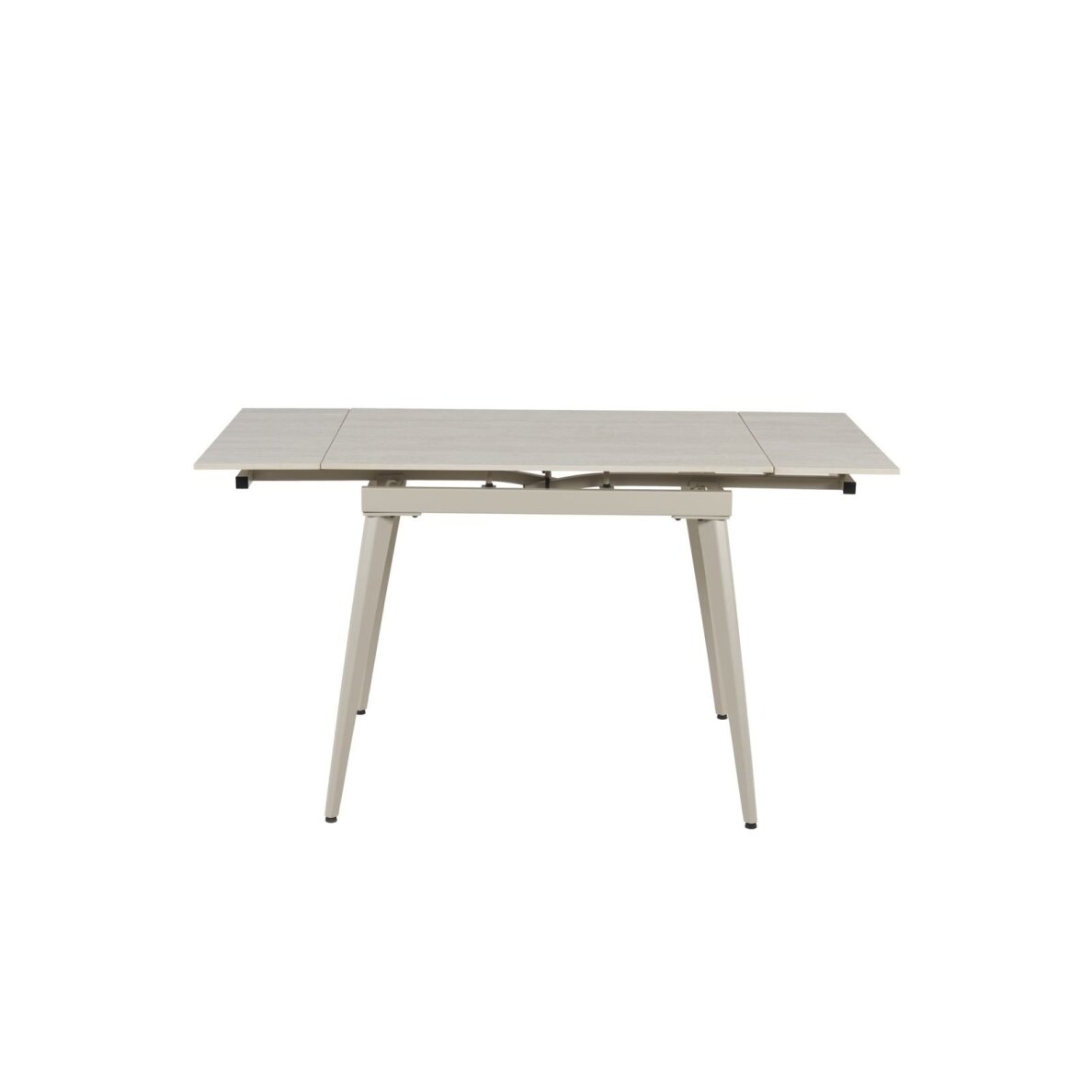 Išskleidžiamas valgomojo stalas REEF 90-140x70 cm, matinis šviesus travertinas, pilkos kojos 4