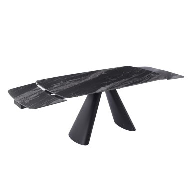 Išskleidžiamas valgomojo stalas CORVUS 165-240x90 cm, matinė „Black Galaxy“