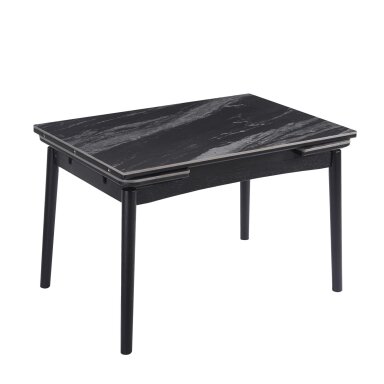 Išskleidžiamas valgomojo stalas DOVE 120-180x80 cm, matinė juoda Išskleidžiamas valgomojo stalas DOVE 120-180x80 cm, matinė juoda