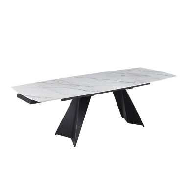 Išskleidžiamas valgomojo stalas ECLIPSE 165-240x90 cm, matinė balta su auksu