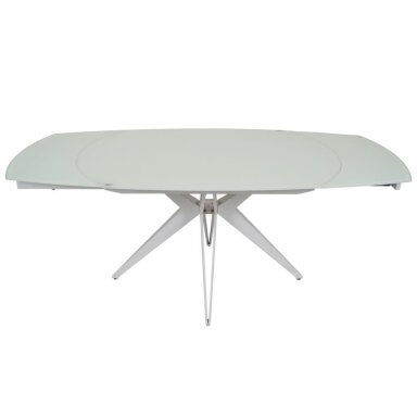 Išskleidžiamas valgomojo stalas HT93018 130-190x100 cm, baltas stiklas