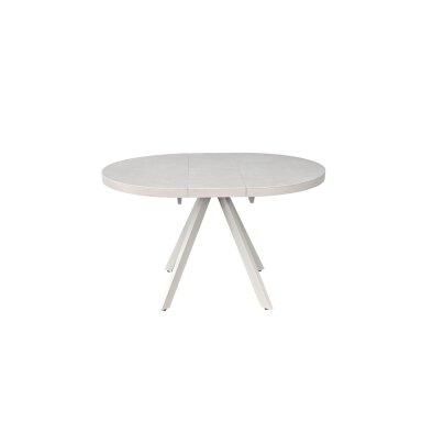 Išskleidžiamas valgomojo stalas LIBRA 100-130x100 cm, kreminis travertinas, pilkos kojos Išskleidžiamas valgomojo stalas LIBRA 100-130x100 cm, kreminis travertinas, pilkos kojos