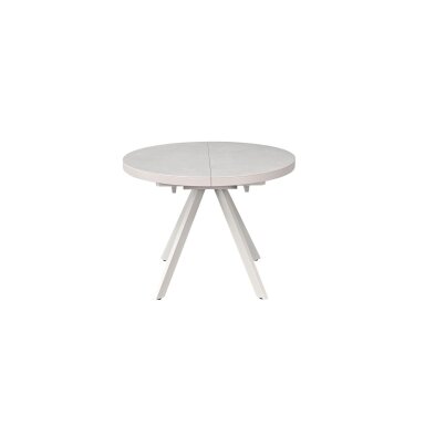 Išskleidžiamas valgomojo stalas LIBRA 100-130x100 cm, kreminis travertinas, pilkos kojos Išskleidžiamas valgomojo stalas LIBRA 100-130x100 cm, kreminis travertinas, pilkos kojos