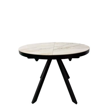 Išskleidžiamas valgomojo stalas LIBRA 100-130x100 cm, matinė balta su auksu Išskleidžiamas valgomojo stalas LIBRA 100-130x100 cm, matinė balta su auksu