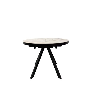 Išskleidžiamas valgomojo stalas LIBRA 100-130x100 cm, matinė balta su auksu Išskleidžiamas valgomojo stalas LIBRA 100-130x100 cm, matinė balta su auksu