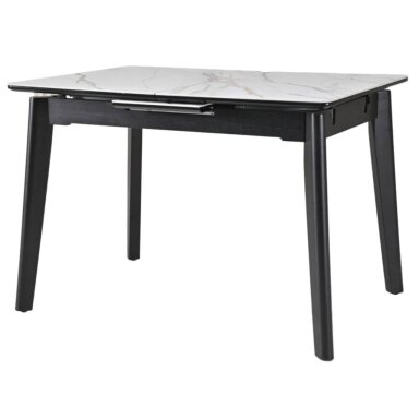 Išskleidžiamas valgomojo stalas OSTEN 120-160x80 cm, matinė balta su auksu Išskleidžiamas valgomojo stalas OSTEN 120-160x80 cm, matinė balta su auksu