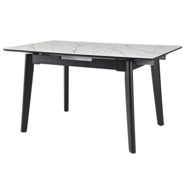 Išskleidžiamas valgomojo stalas OSTEN 120-160x80 cm, matinė balta su auksu Išskleidžiamas valgomojo stalas OSTEN 120-160x80 cm, matinė balta su auksu