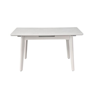 Išskleidžiamas valgomojo stalas OSTEN 140-180x80 cm, auksinis travertinas, pilkos kojos Išskleidžiamas valgomojo stalas OSTEN 140-180x80 cm, auksinis travertinas, pilkos kojos