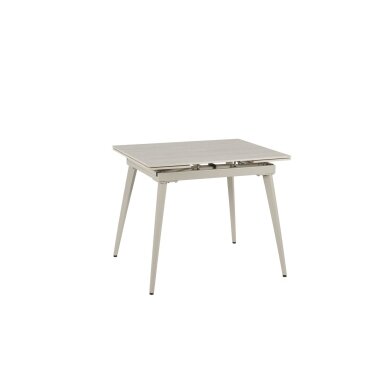 Išskleidžiamas valgomojo stalas REEF 90-140x70 cm, matinis šviesus travertinas, pilkos kojos Išskleidžiamas valgomojo stalas REEF 90-140x70 cm, matinis šviesus travertinas, pilkos kojos