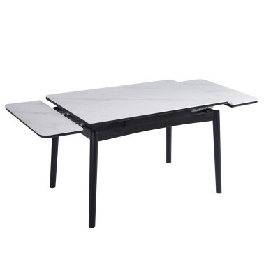 Išskleidžiamas valgomojo stalas DOVE 120-180x80 cm, matinė balta 1 Išskleidžiamas valgomojo stalas DOVE 120-180x80 cm, matinė balta 1