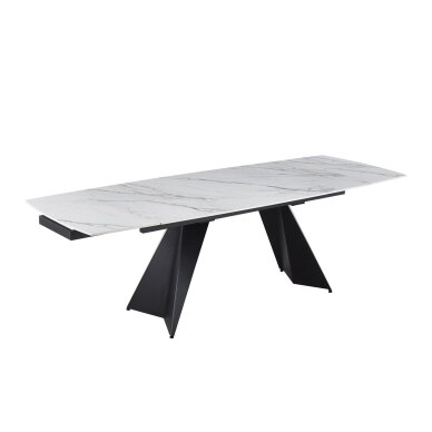 Išskleidžiamas valgomojo stalas ECLIPSE 165-240x90 cm, matinė balta su auksu 1