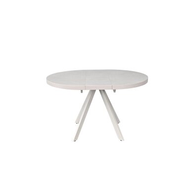 Išskleidžiamas valgomojo stalas LIBRA 100-130x100 cm, kreminis travertinas, pilkos kojos 1