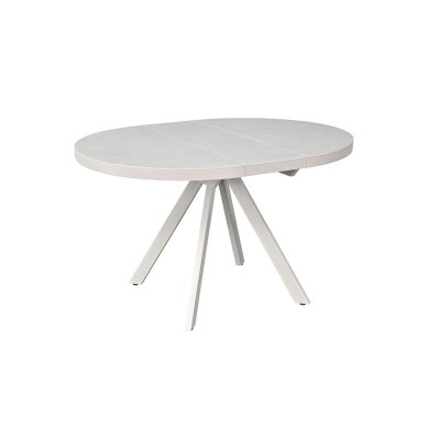Išskleidžiamas valgomojo stalas LIBRA 100-130x100 cm, kreminis travertinas, pilkos kojos 2 Išskleidžiamas valgomojo stalas LIBRA 100-130x100 cm, kreminis travertinas, pilkos kojos 2