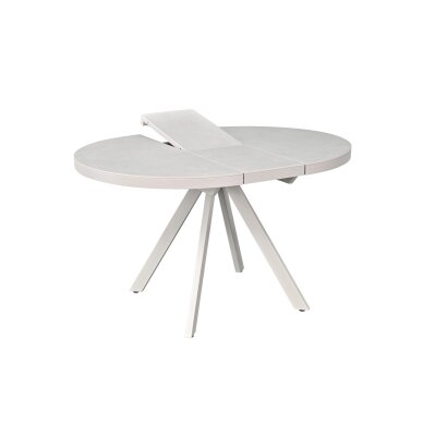 Išskleidžiamas valgomojo stalas LIBRA 100-130x100 cm, kreminis travertinas, pilkos kojos 3