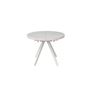 Išskleidžiamas valgomojo stalas LIBRA 100-130x100 cm, kreminis travertinas, pilkos kojos