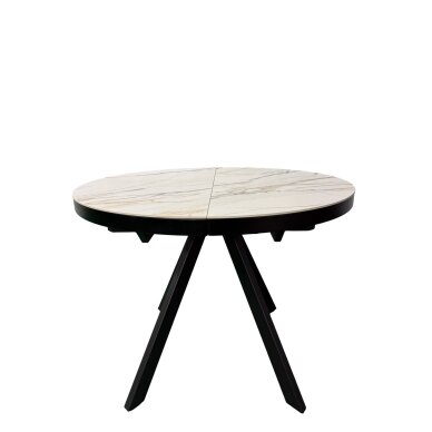 Išskleidžiamas valgomojo stalas LIBRA 100-130x100 cm, matinė balta su auksu 1 Išskleidžiamas valgomojo stalas LIBRA 100-130x100 cm, matinė balta su auksu 1