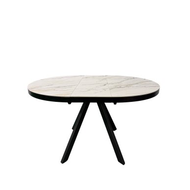 Išskleidžiamas valgomojo stalas LIBRA 100-130x100 cm, matinė balta su auksu 2
