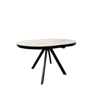 Išskleidžiamas valgomojo stalas LIBRA 100-130x100 cm, matinė balta su auksu 3