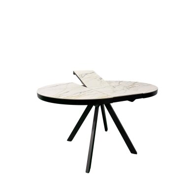 Išskleidžiamas valgomojo stalas LIBRA 100-130x100 cm, matinė balta su auksu 4
