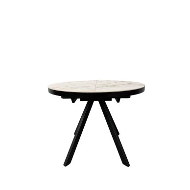 Išskleidžiamas valgomojo stalas LIBRA 100-130x100 cm, matinė balta su auksu