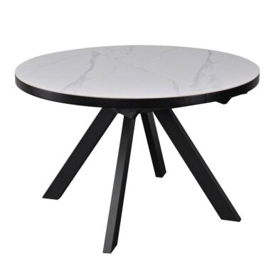 Išskleidžiamas valgomojo stalas LYRA 120-160x120 cm, matinė balta