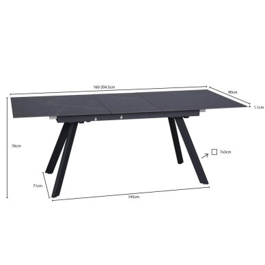 Išskleidžiamas valgomojo stalas MARS 160-205x90 cm, juoda 3 Išskleidžiamas valgomojo stalas MARS 160-205x90 cm, juoda 3