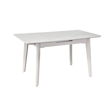 Išskleidžiamas valgomojo stalas OSTEN 110-140x80 cm, auksinis travertinas, pilkos kojos 3