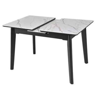 Išskleidžiamas valgomojo stalas OSTEN 120-160x80 cm, matinė balta su auksu 5 Išskleidžiamas valgomojo stalas OSTEN 120-160x80 cm, matinė balta su auksu 5
