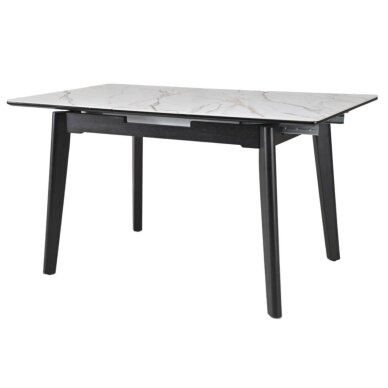 Išskleidžiamas valgomojo stalas OSTEN 120-160x80 cm, matinė balta su auksu Išskleidžiamas valgomojo stalas OSTEN 120-160x80 cm, matinė balta su auksu