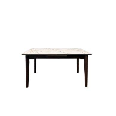 Išskleidžiamas valgomojo stalas OSTEN 140-180x80 cm, balta su auksu, riešutmedžio kojos 1 Išskleidžiamas valgomojo stalas OSTEN 140-180x80 cm, balta su auksu, riešutmedžio kojos 1