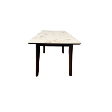 Išskleidžiamas valgomojo stalas OSTEN 140-180x80 cm, balta su auksu, riešutmedžio kojos 4 Išskleidžiamas valgomojo stalas OSTEN 140-180x80 cm, balta su auksu, riešutmedžio kojos 4