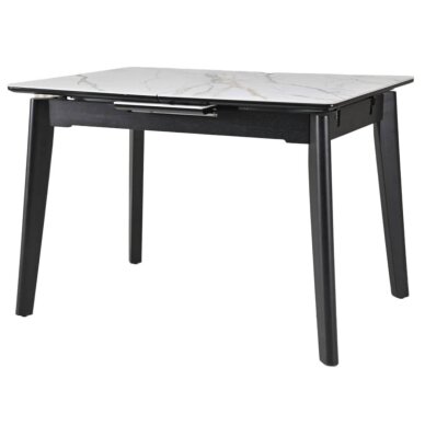Išskleidžiamas valgomojo stalas OSTEN 140-180x80 cm, matinė balta su auksu 1 Išskleidžiamas valgomojo stalas OSTEN 140-180x80 cm, matinė balta su auksu 1