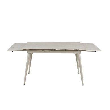 Išskleidžiamas valgomojo stalas REEF 120-180x80 cm, matinis šviesus travertinas, pilkos kojos 4