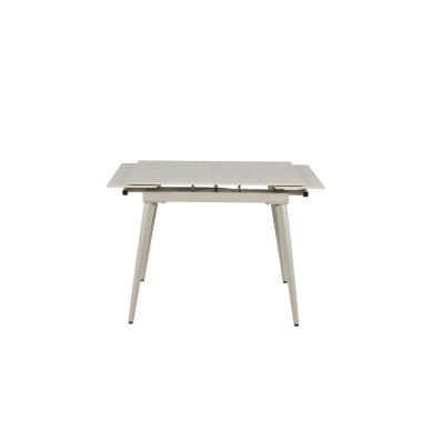 Išskleidžiamas valgomojo stalas REEF 90-140x70 cm, matinis šviesus travertinas, pilkos kojos 2