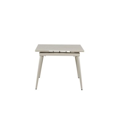 Išskleidžiamas valgomojo stalas REEF 90-140x70 cm, matinis šviesus travertinas, pilkos kojos Išskleidžiamas valgomojo stalas REEF 90-140x70 cm, matinis šviesus travertinas, pilkos kojos